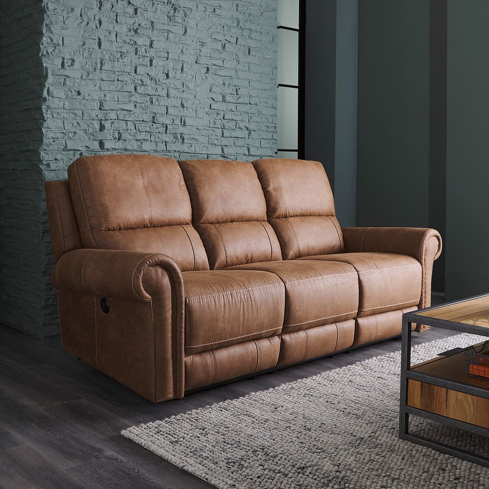 Colorado 3 Seater Electric Recliner in Ranch Brown Fabric 2