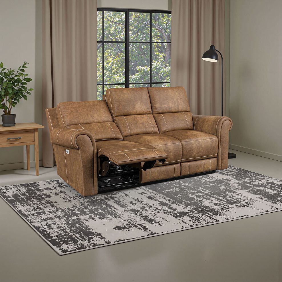 Colorado 3 Seater Electric Recliner in Ranch Brown Fabric 15