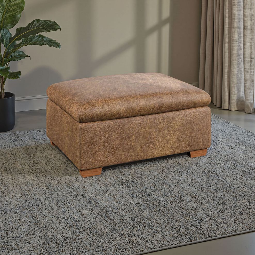 Colorado Storage Footstool in Ranch Brown Fabric 1