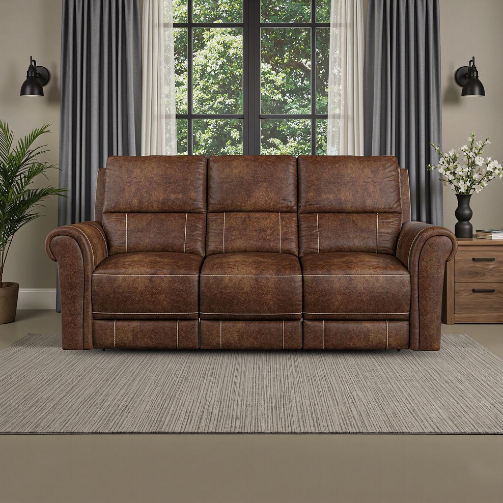 Colorado 3 Seater Sofa in Ranch Dark Brown Fabric 1