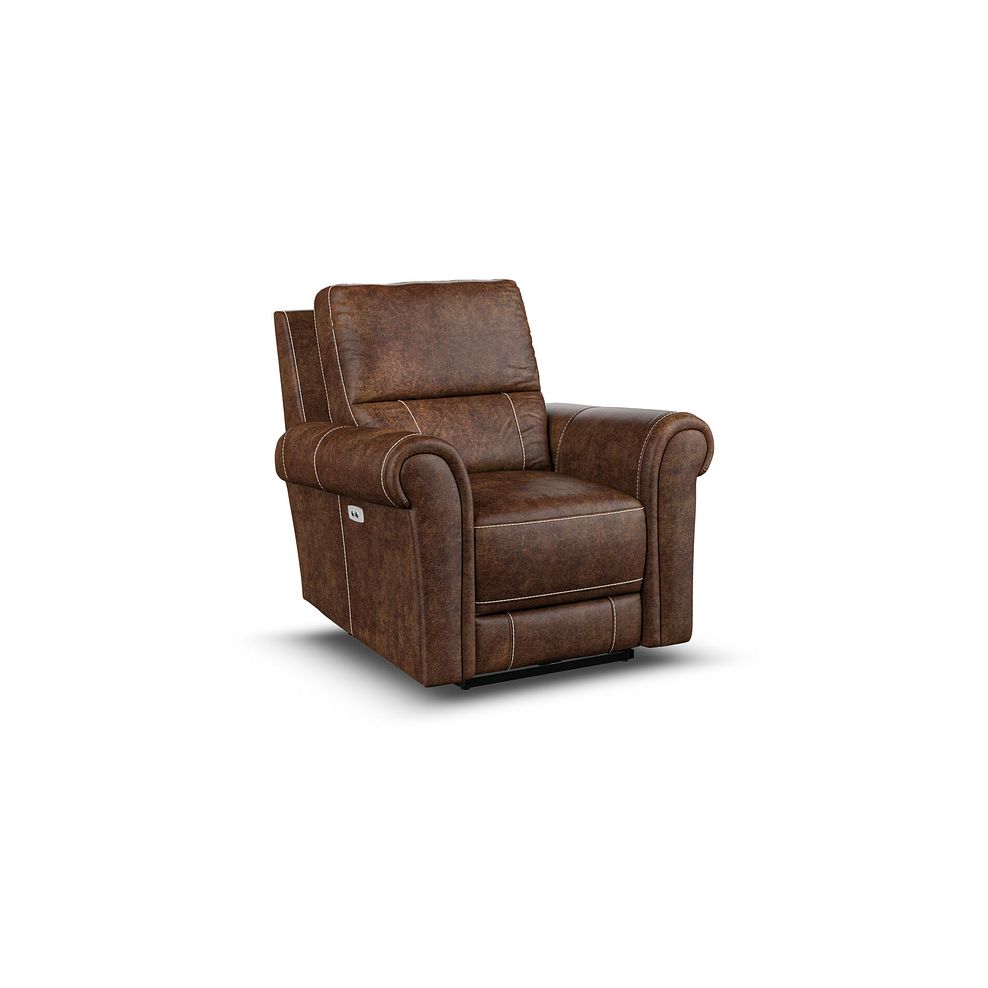 Colorado Electric Recliner Armchair in Ranch Dark Brown Fabric 1