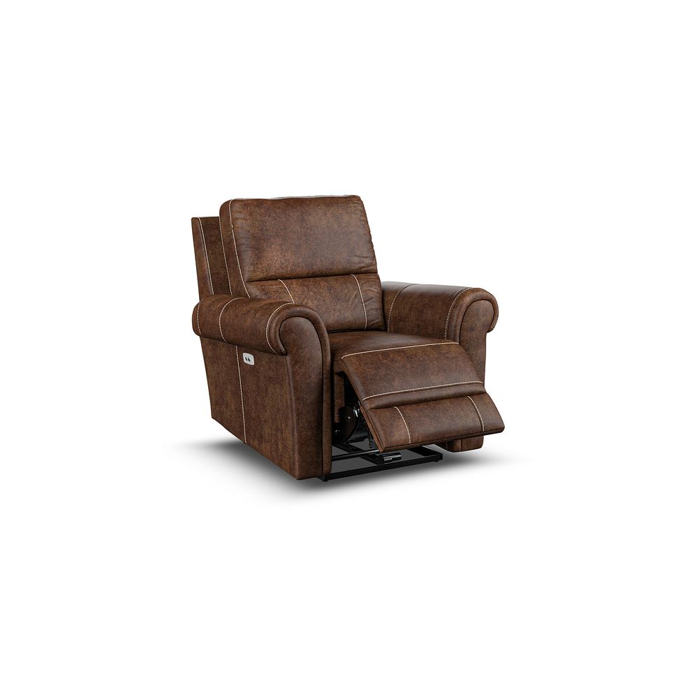 Colorado Electric Recliner Armchair in Ranch Dark Brown Fabric 2