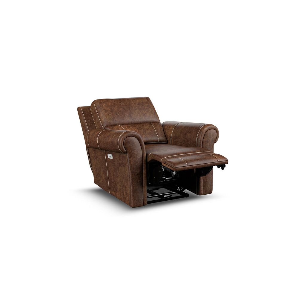 Colorado Electric Recliner Armchair in Ranch Dark Brown Fabric 3