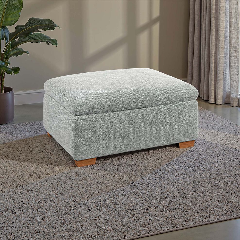 Colorado Storage Footstool in Hopsack Platinum Fabric 1