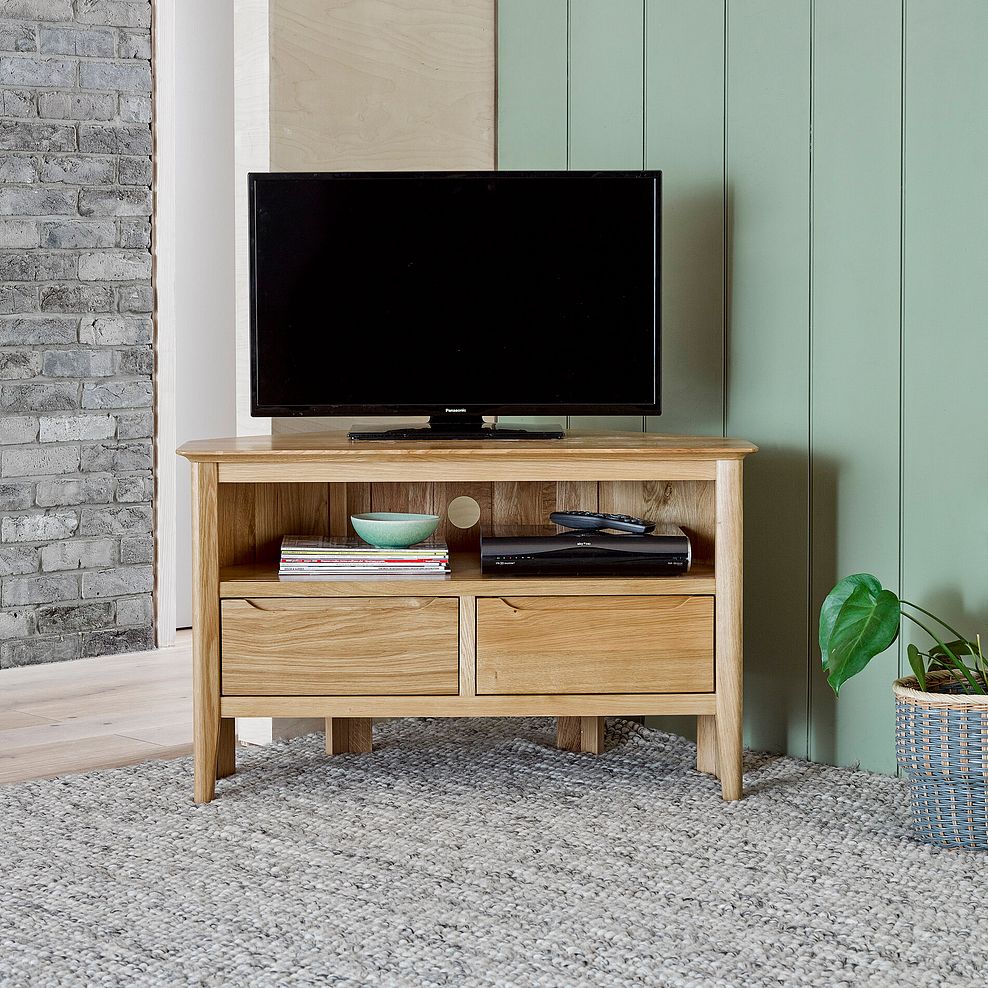 Copenhagen Natural Solid Oak Corner TV Unit 1