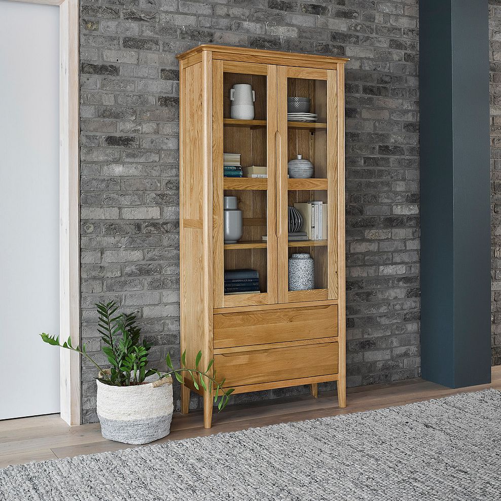 Copenhagen Natural Solid Oak Display Cabinet 1