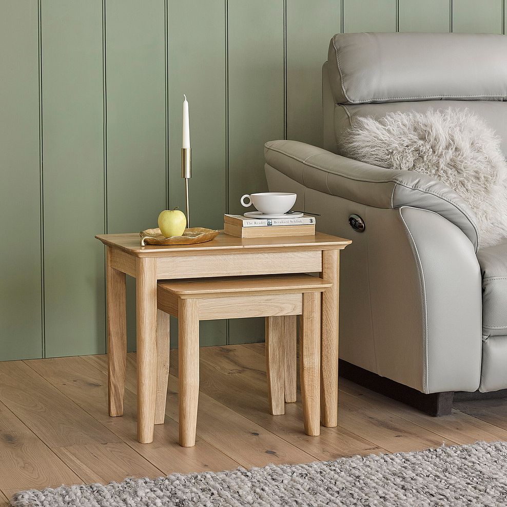 Copenhagen Natural Solid Oak Nest of 2 Tables 1