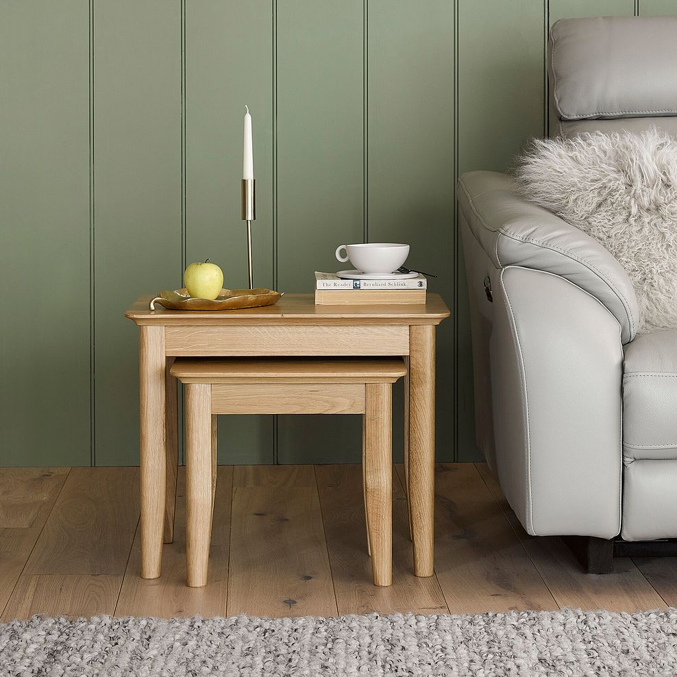 Copenhagen Natural Solid Oak Nest of 2 Tables 2