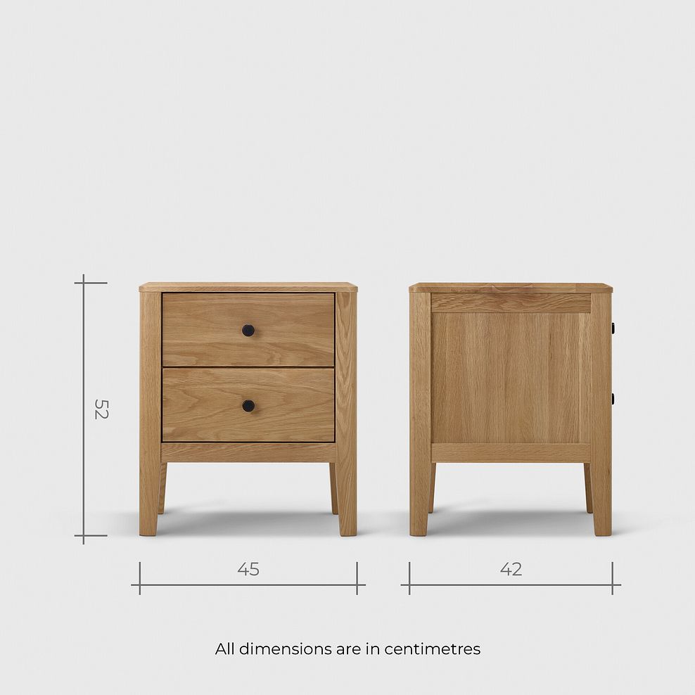 Corton Natural Oak 2 Drawer Bedside Table 12