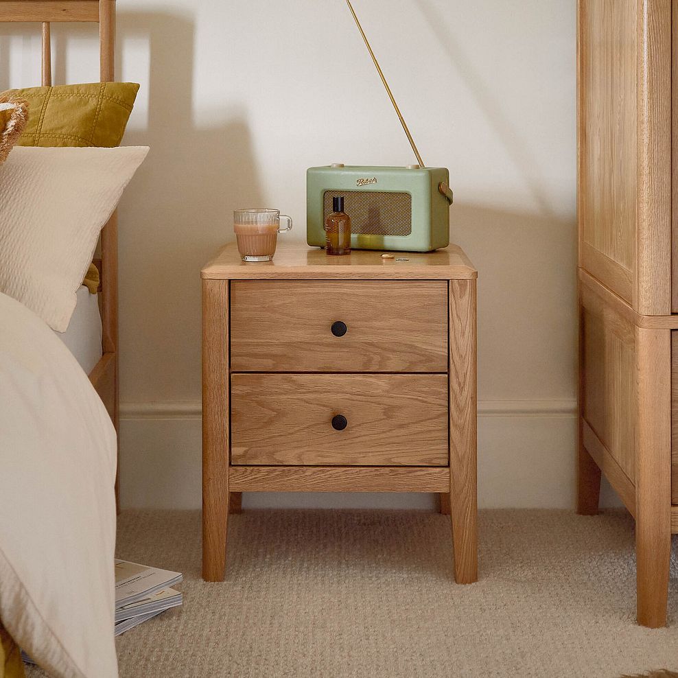Corton Natural Oak 2 Drawer Bedside Table 2