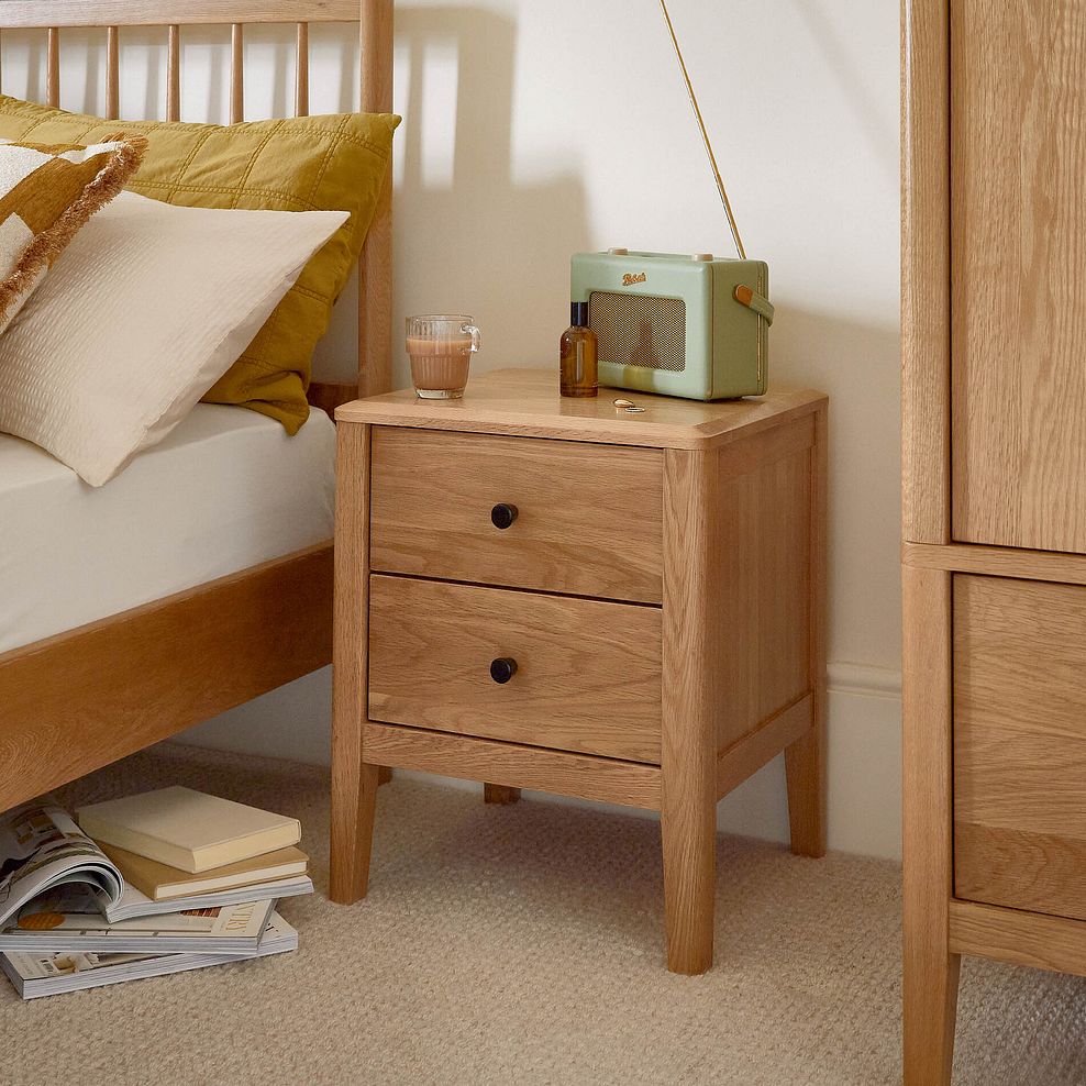 Corton Natural Oak 2 Drawer Bedside Table 1