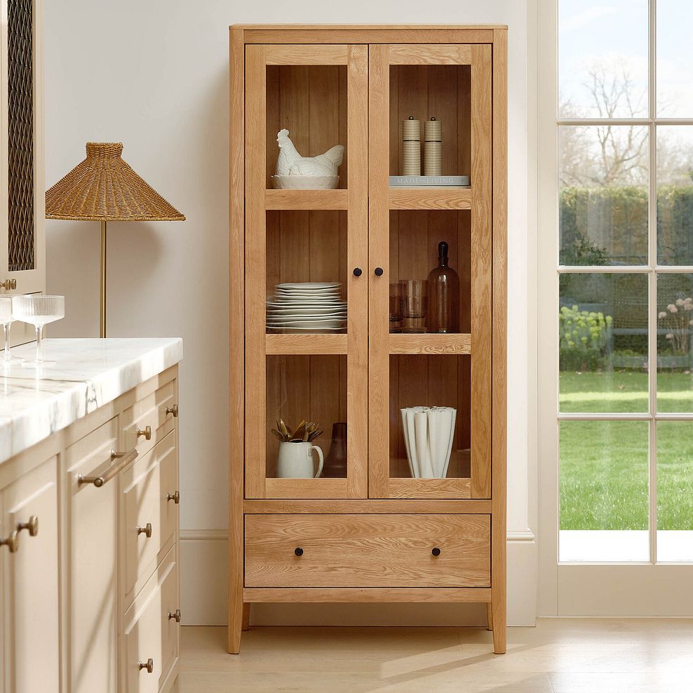 Corton Natural Oak Glazed Display Cabinet 2