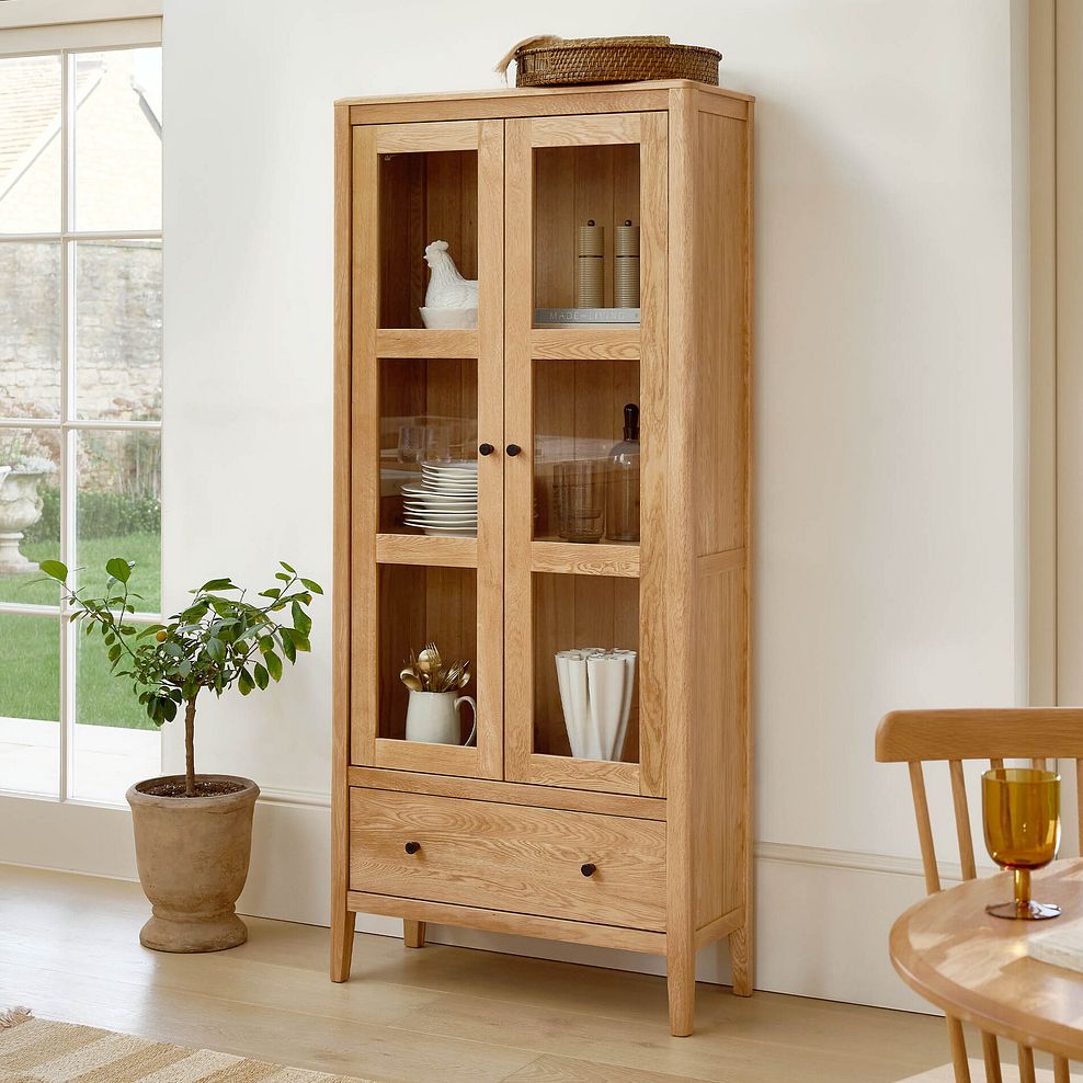 Corton Natural Oak Glazed Display Cabinet 1
