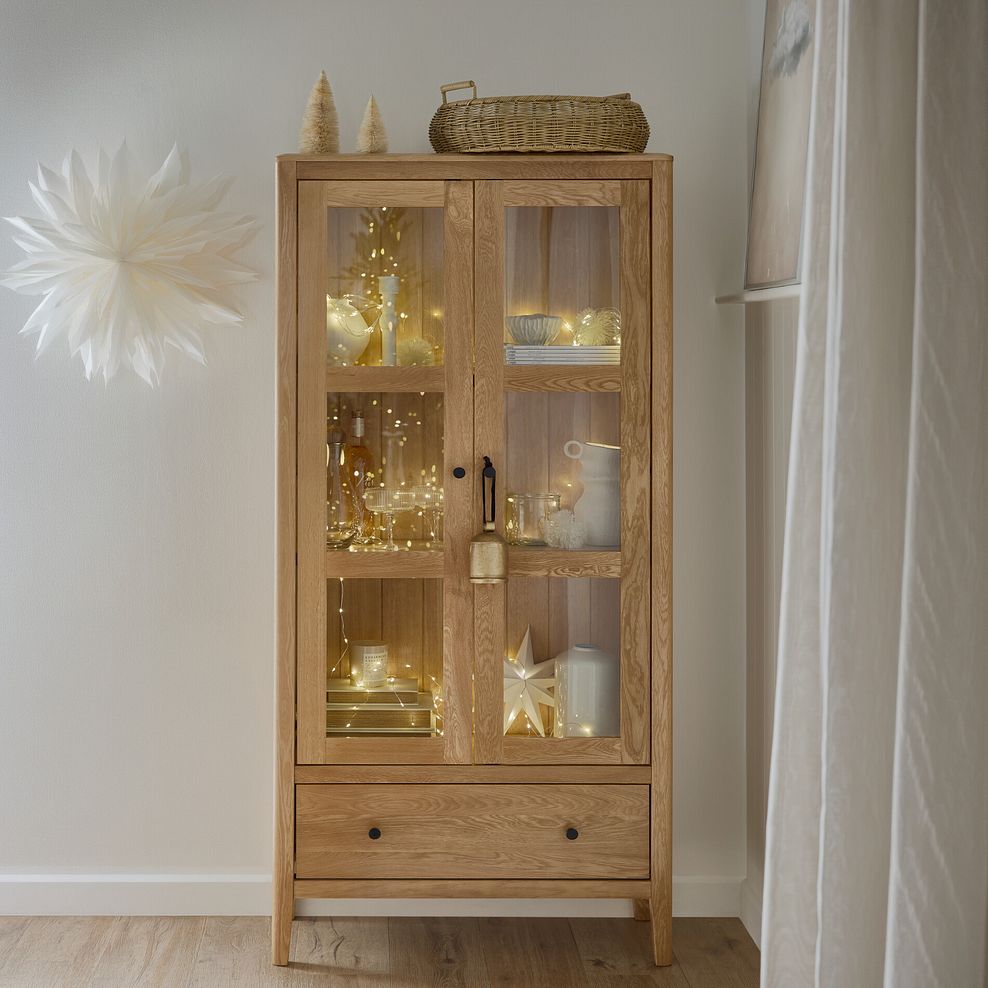 Corton Natural Oak Glazed Display Cabinet 2