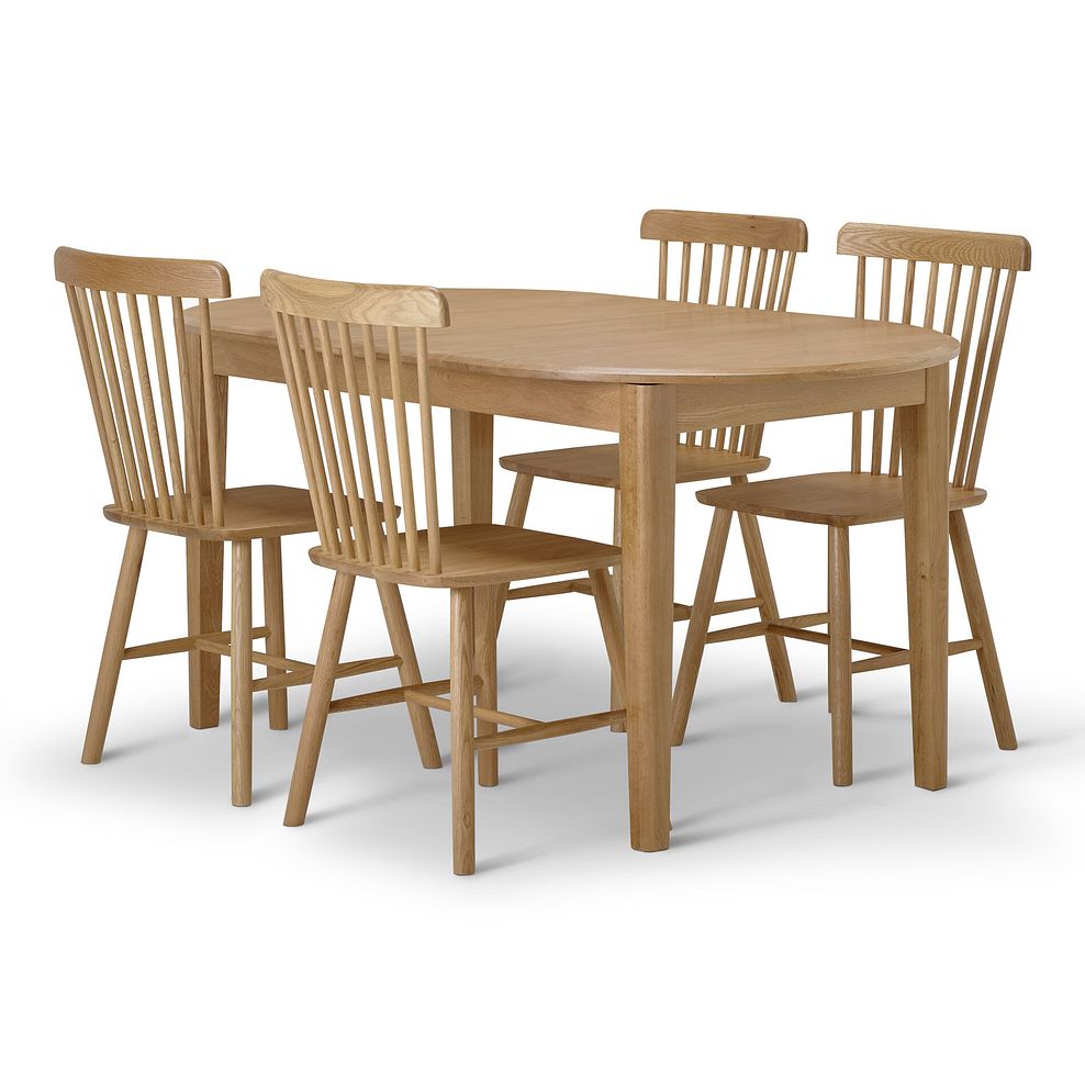 Corton Natural Oak Oval Extending Dining Table 160-200cm + 4 Kingham Natural Oak Spindle Chairs 3