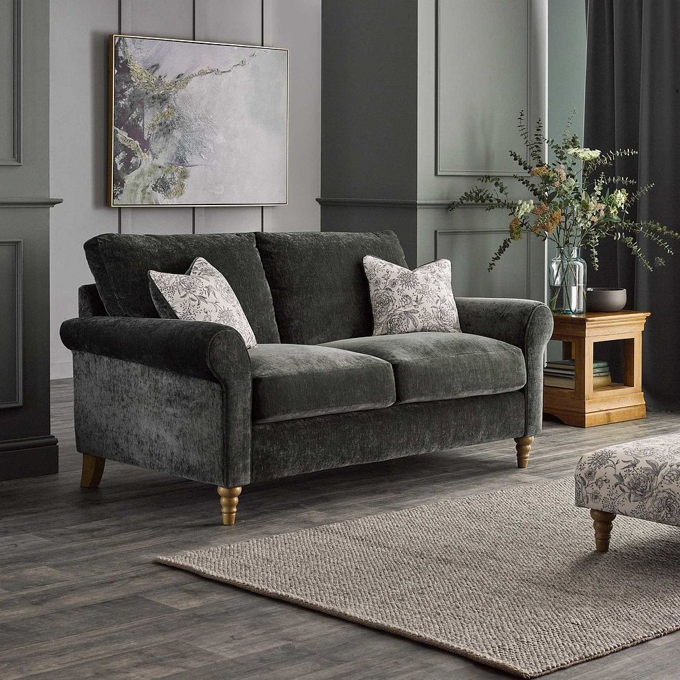 Bramble Country Style 2 Seater Sofa in Pellier Thyme with Carbon Scatters 1