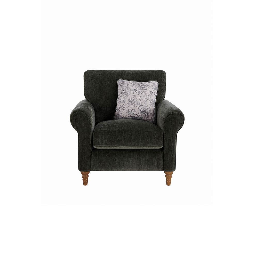 Bramble Country Style Armchair in Pellier Thyme with Carbon Scatters 2