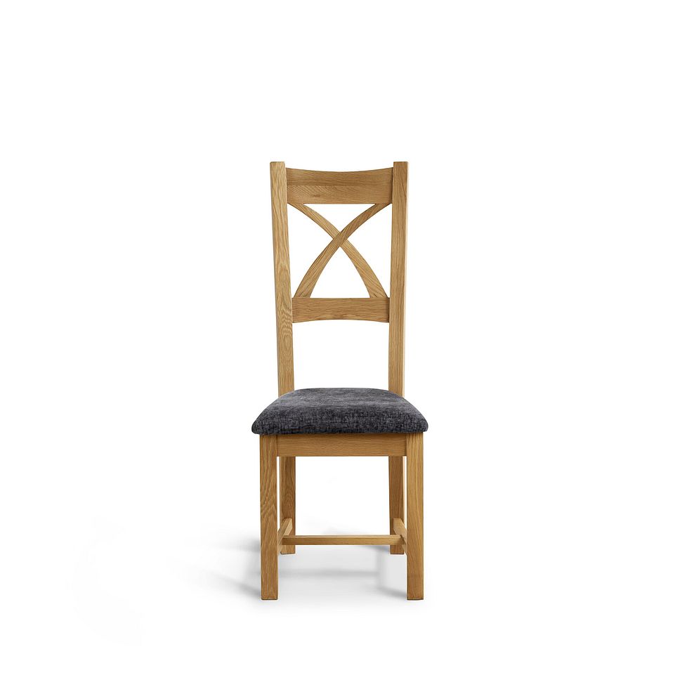 Cross Back Natural Solid Oak Chair with Brooklyn Asteroid Grey Crushed Chenille Seat 2