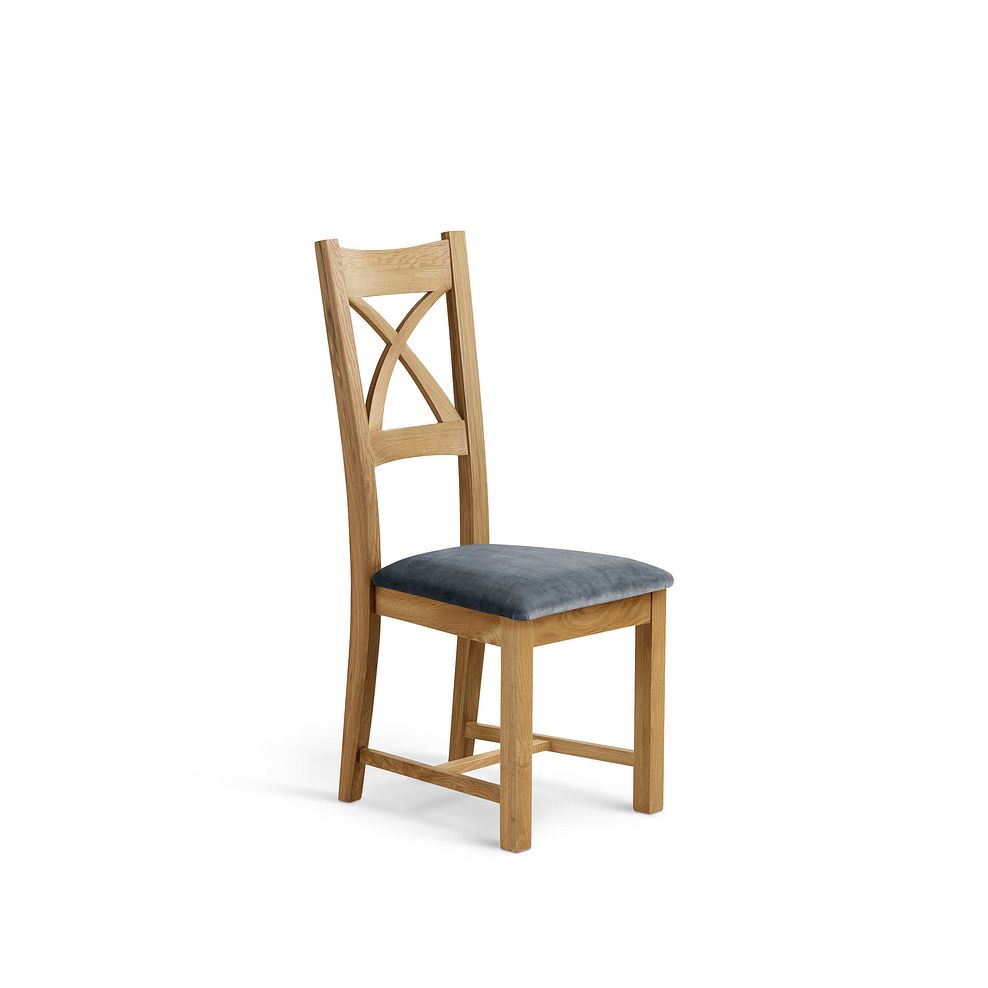 Cross Back Natural Solid Oak Chair with Heritage Granite Velvet Seat 1