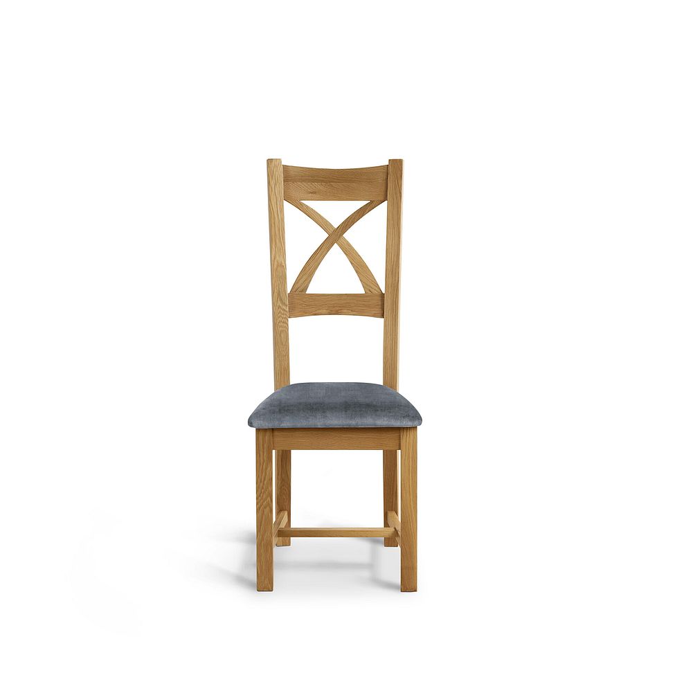 Cross Back Natural Solid Oak Chair with Heritage Granite Velvet Seat 2