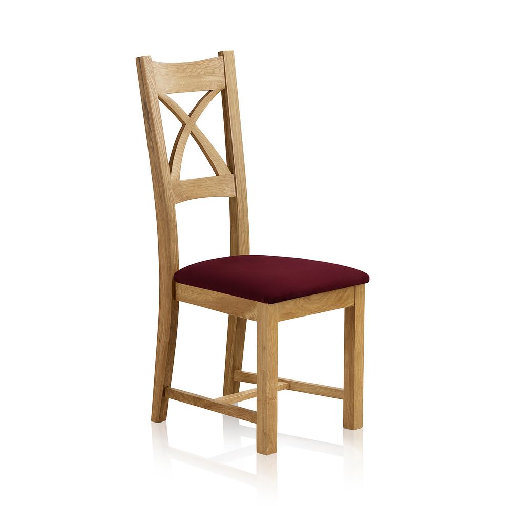 Cross Back Natural Solid Oak Chair with Shiraz Velvet Seat Thumbnail 1