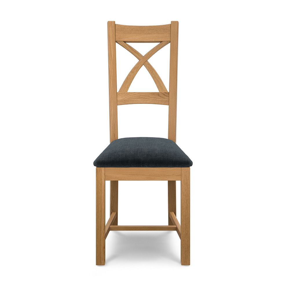 Cross Back Natural Solid Oak Chair with Verona Charcoal Fabric Seat 2