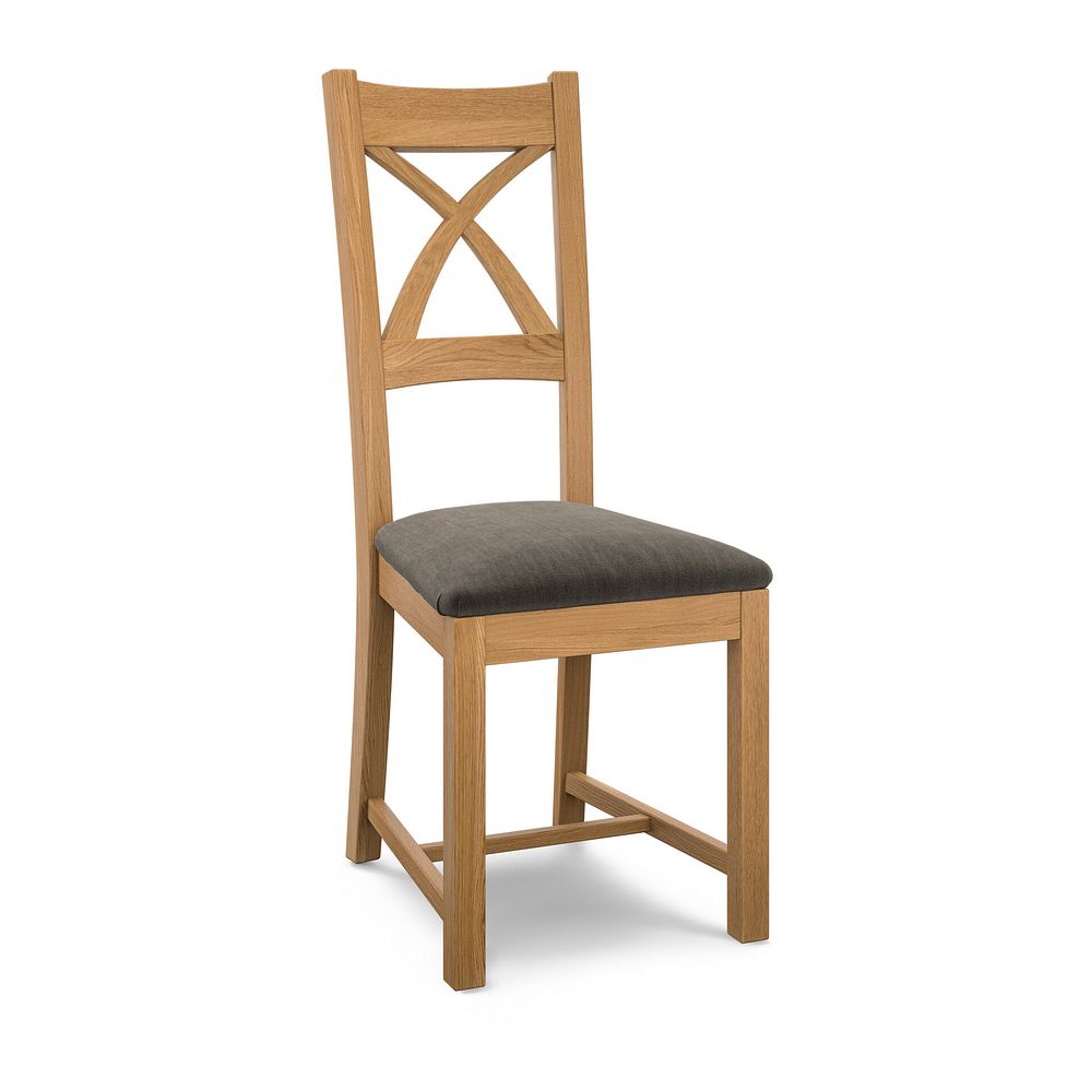 Cross Back Natural Solid Oak Chair with Verona Chocolate Fabric Seat 1