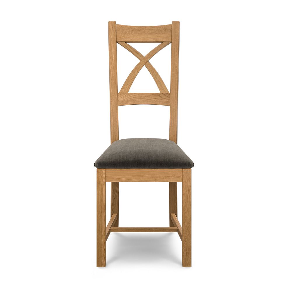 Cross Back Natural Solid Oak Chair with Verona Chocolate Fabric Seat 2