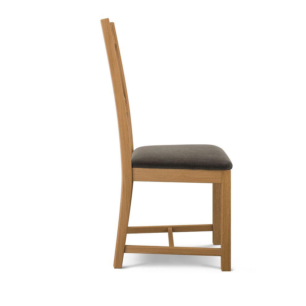 Cross Back Natural Solid Oak Chair with Verona Chocolate Fabric Seat 3