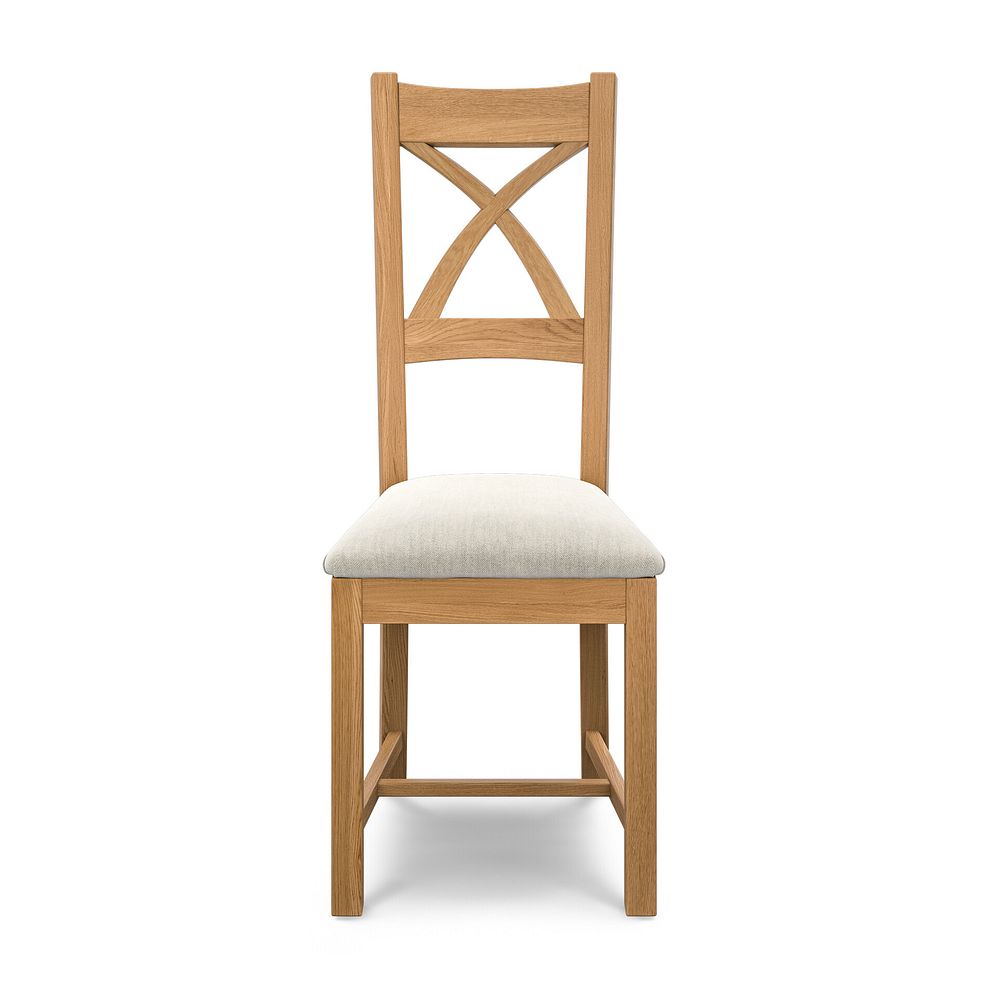Cross Back Natural Solid Oak Chair with Verona Cream Fabric Seat 2