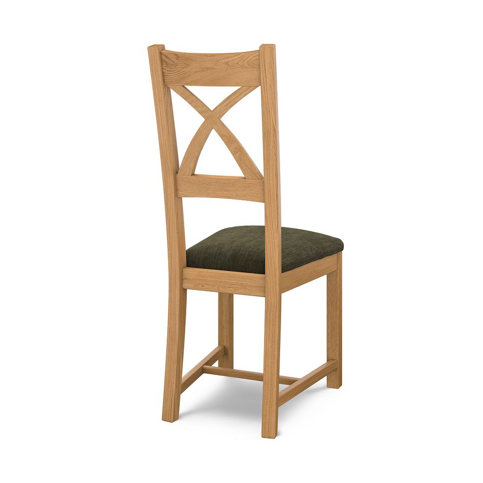 Cross Back Natural Solid Oak Chair with Verona Green Fabric Seat 4