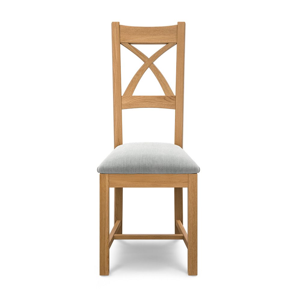 Cross Back Natural Solid Oak Chair with Verona Grey Fabric Seat 2