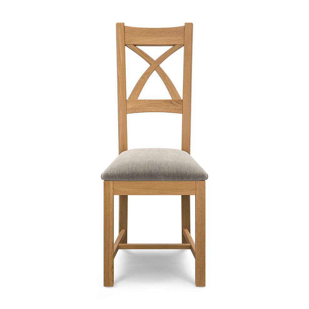 Cross Back Natural Solid Oak Chair with Verona Mocha Fabric Seat 2