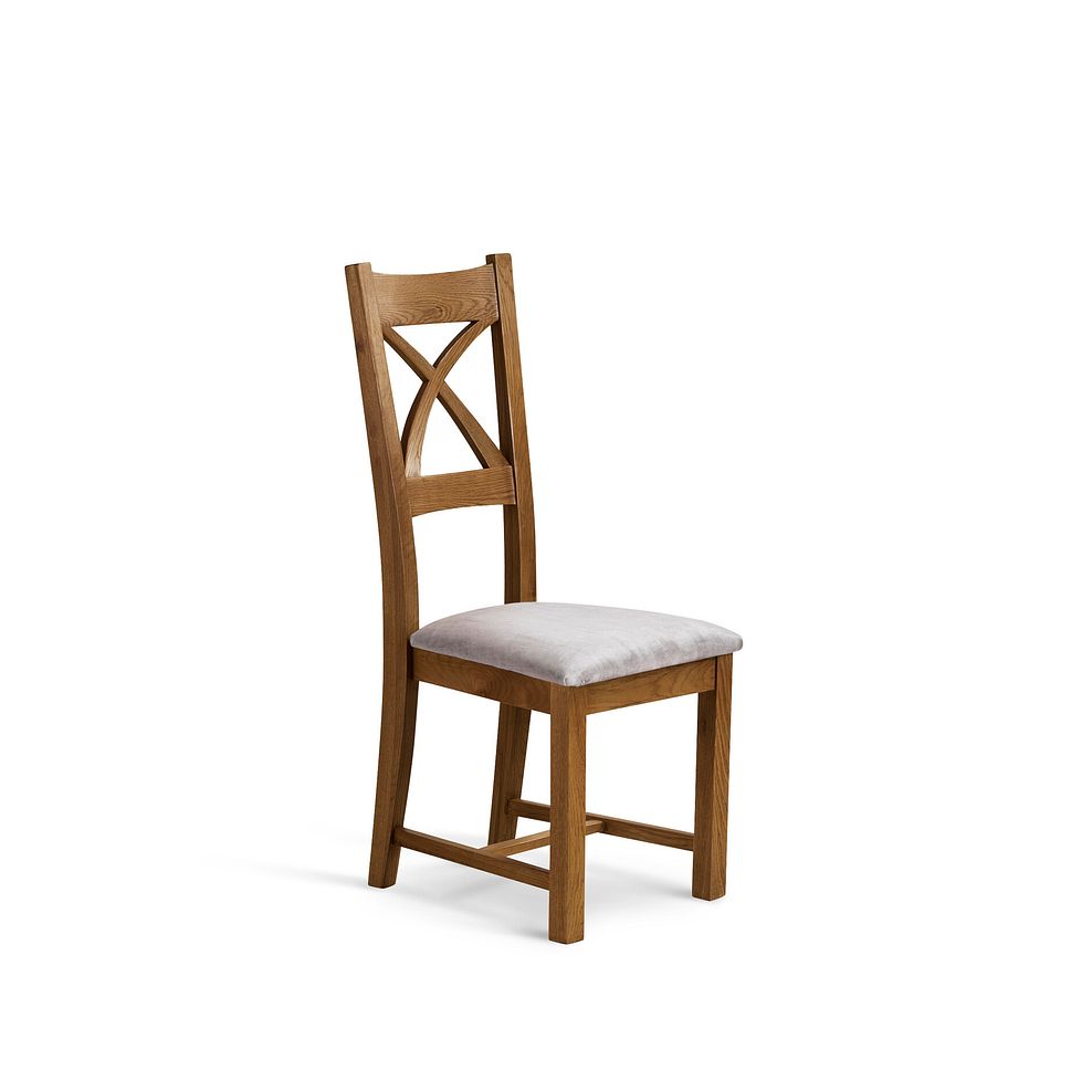 Cross Back Rustic Solid Oak Chair with Heritage Mink Velvet Seat 1