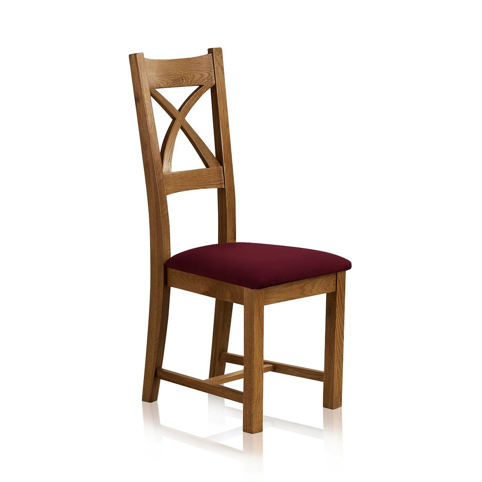Cross Back Rustic Solid Oak Chair with Shiraz Velvet Seat 1