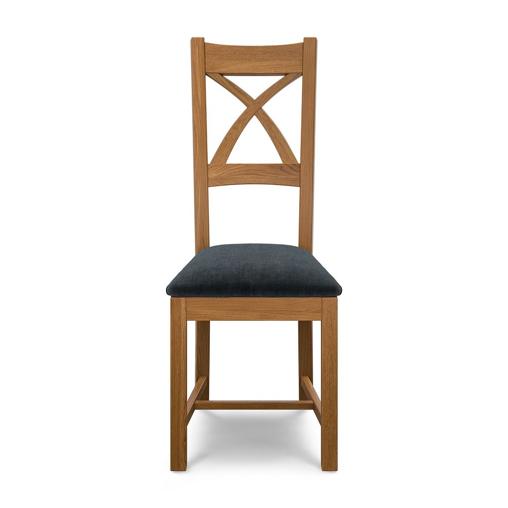 Cross Back Rustic Solid Oak Chair with Verona Charcoal Fabric Seat 2
