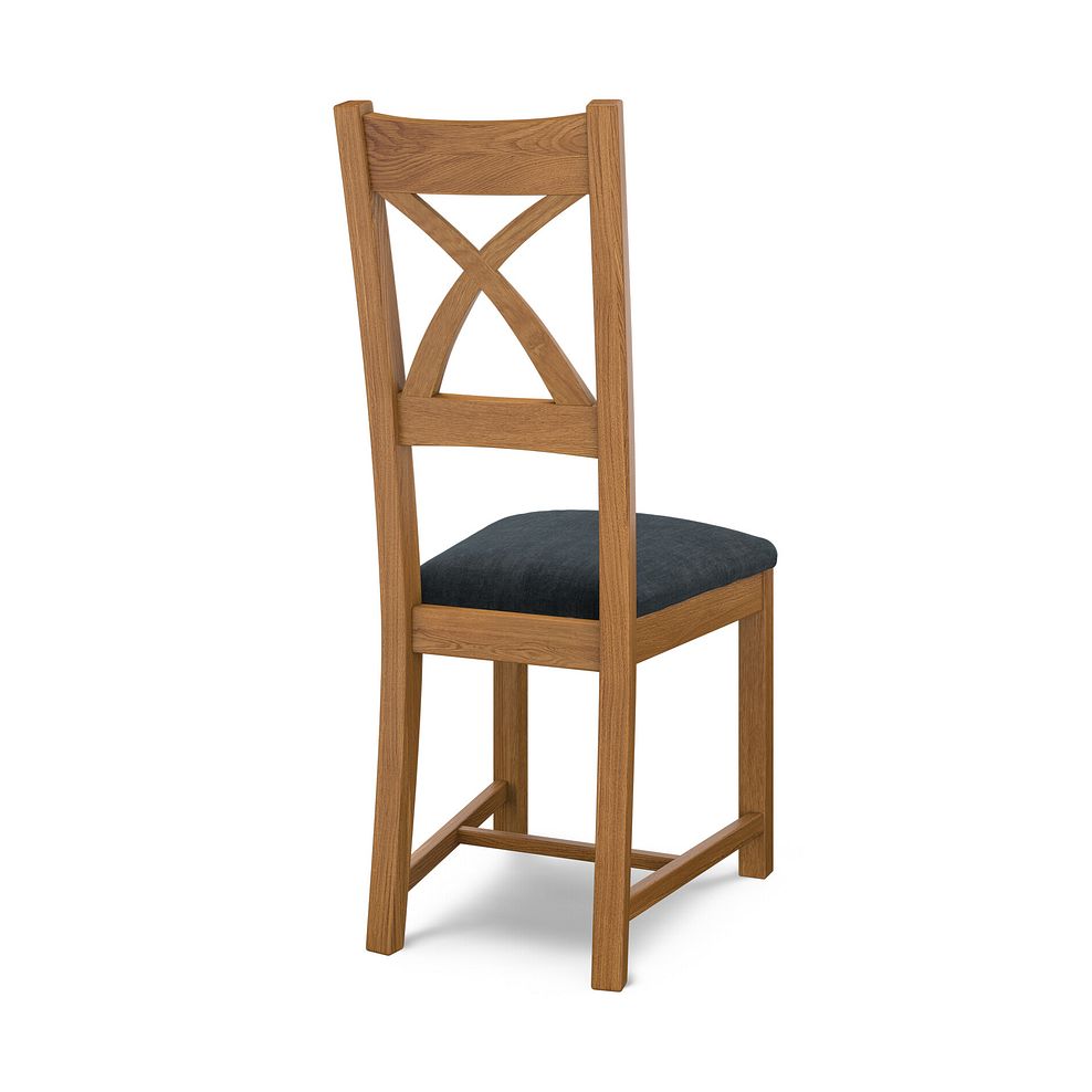 Cross Back Rustic Solid Oak Chair with Verona Charcoal Fabric Seat 4