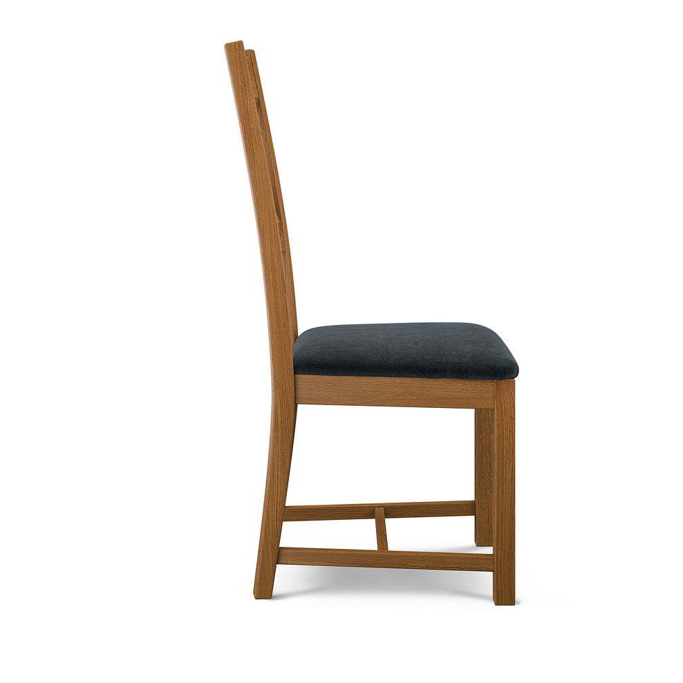 Cross Back Rustic Solid Oak Chair with Verona Charcoal Fabric Seat 3