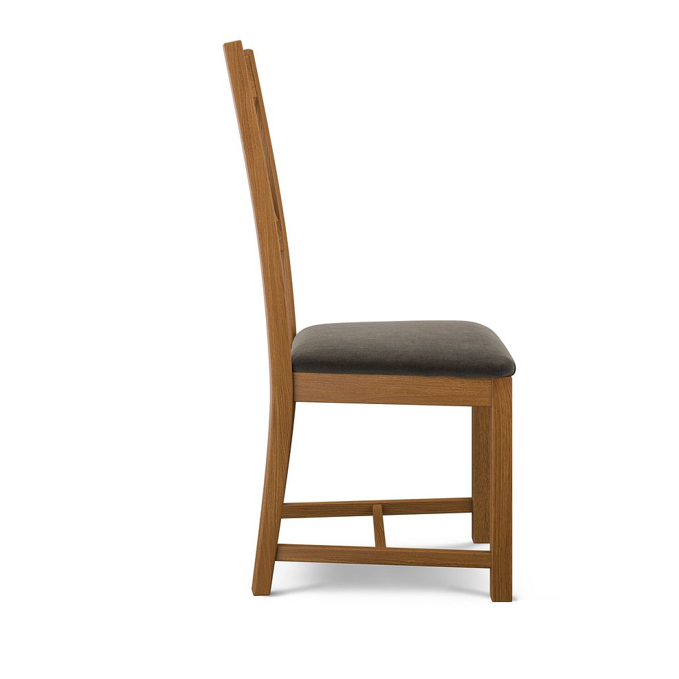 Cross Back Rustic Solid Oak Chair with Verona Chocolate Fabric Seat 3