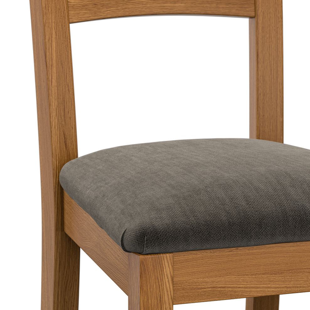 Cross Back Rustic Solid Oak Chair with Verona Chocolate Fabric Seat 5