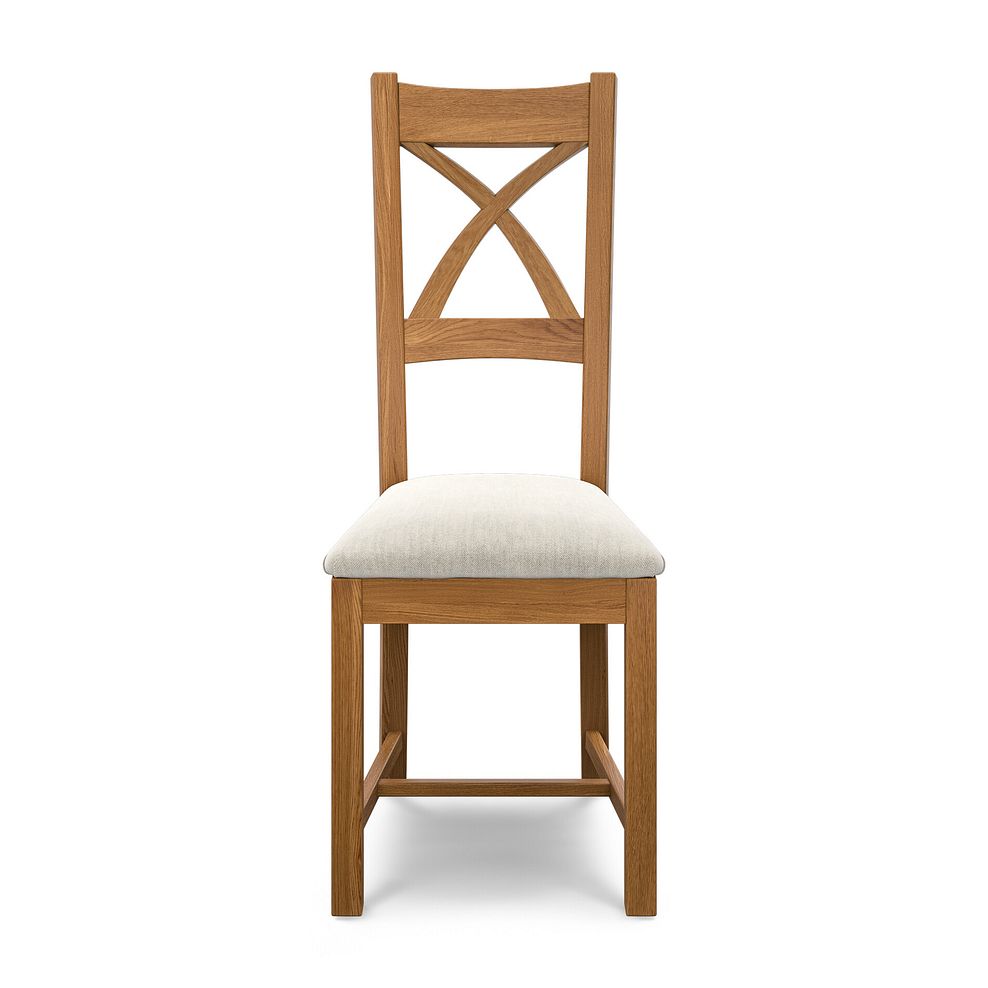 Cross Back Rustic Solid Oak Chair with Verona Cream Fabric Seat 2