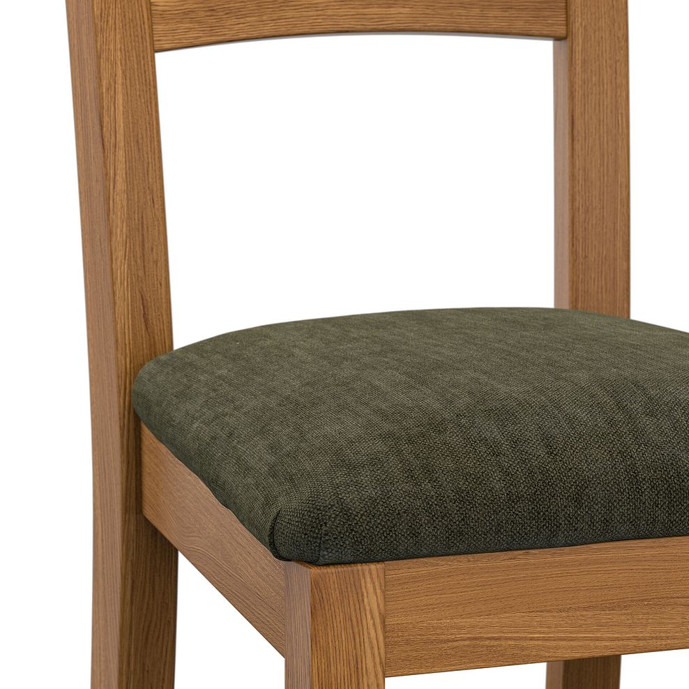 Cross Back Rustic Solid Oak Chair with Verona Green Fabric Seat 5