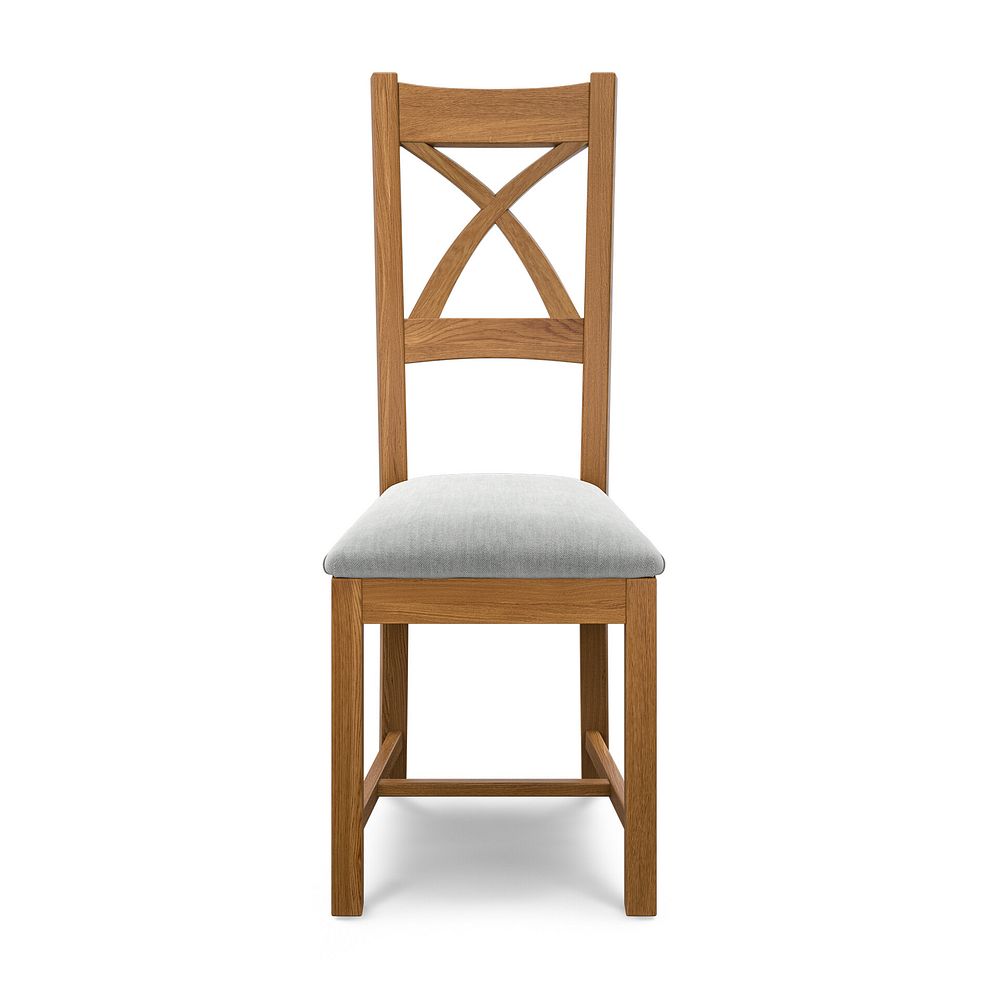 Cross Back Rustic Solid Oak Chair with Verona Grey Fabric Seat 2