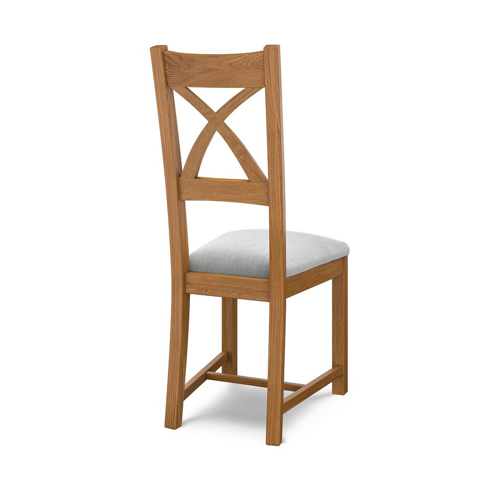 Cross Back Rustic Solid Oak Chair with Verona Grey Fabric Seat 4