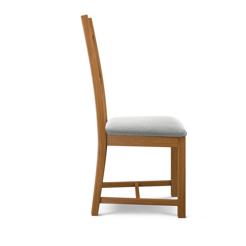 Cross Back Rustic Solid Oak Chair with Verona Grey Fabric Seat 3