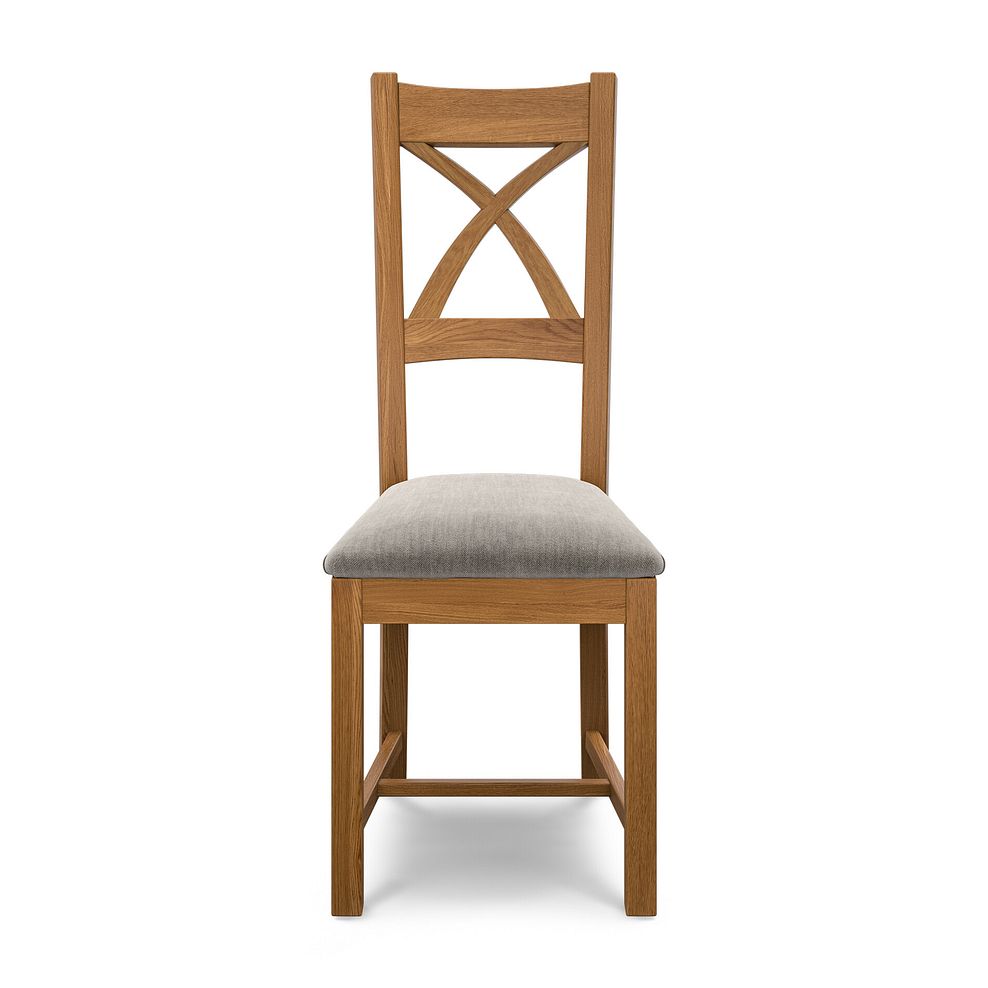 Cross Back Rustic Solid Oak Chair with Verona Mocha Fabric Seat 2