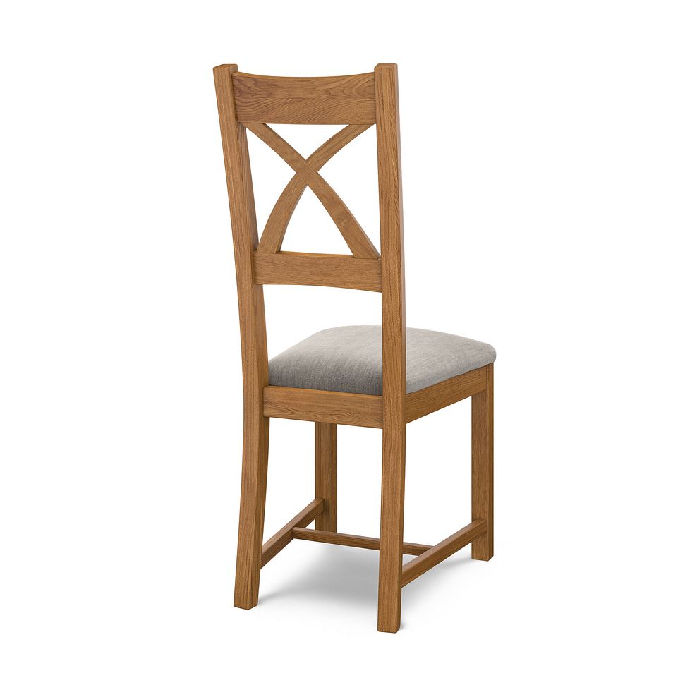 Cross Back Rustic Solid Oak Chair with Verona Mocha Fabric Seat 4