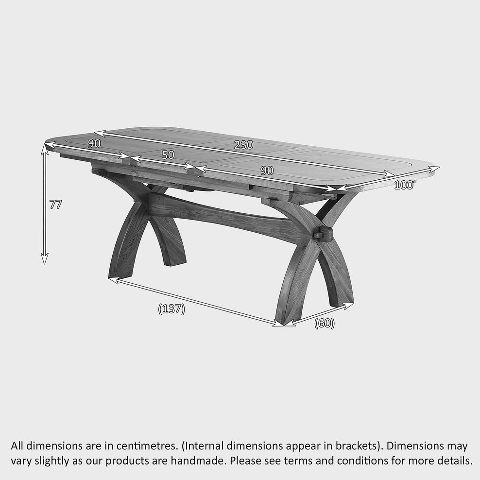 Hercules 6ft x 3ft 3" Natural Solid Oak Extending Crossed Leg Dining Table Thumbnail 4