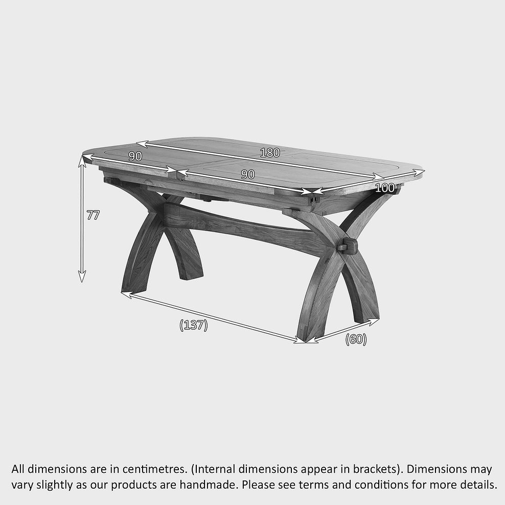 Hercules 6ft x 3ft 3" Rustic Solid Oak Extending Crossed Leg Dining Table Thumbnail 4