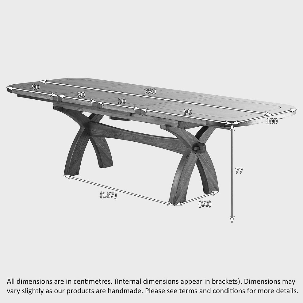Hercules 6ft x 3ft 3" Rustic Solid Oak Extending Crossed Leg Dining Table Thumbnail 6